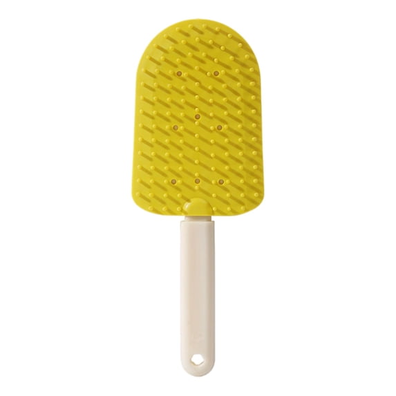Ice Cream Brush for Cats,2-In-1 Soft Cat Brush,Pet Brushes for Shedding,Short Or Long Haired Cats,Pet Grooming,Bath and Massage Brushes,Pet Hair Removal Tool,Yellow