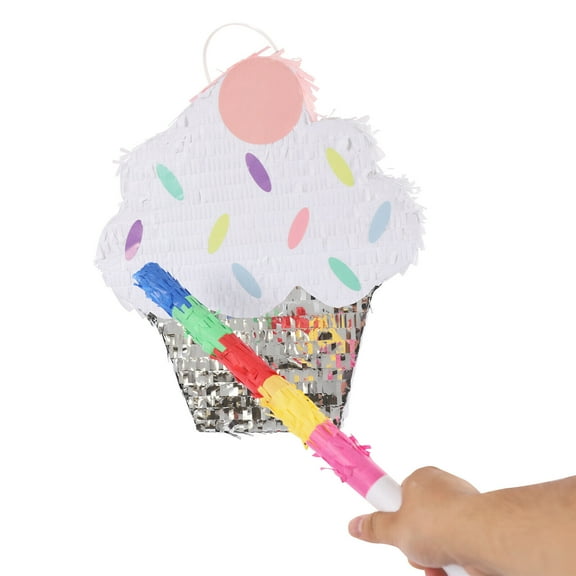 Ice Cream Cake Pinata Holiday Decorations Surprise Candy Party Pinata with Stick
