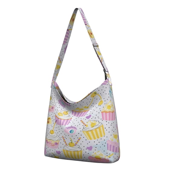 Ice Cream Canvas Handbag Cross Body Shoulder Purse Bag Tote Handbag for Women Men