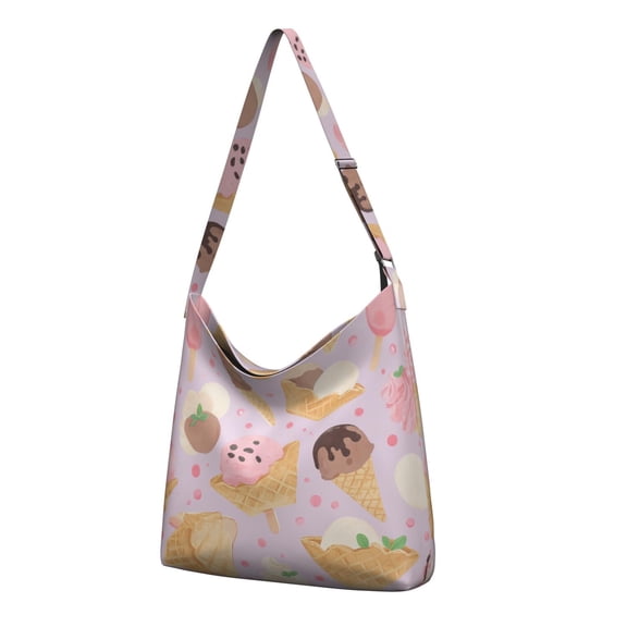 Ice Cream Canvas Shoulder Bag Canvas Shopping Bag Crossbody Phone Bag for Women Men
