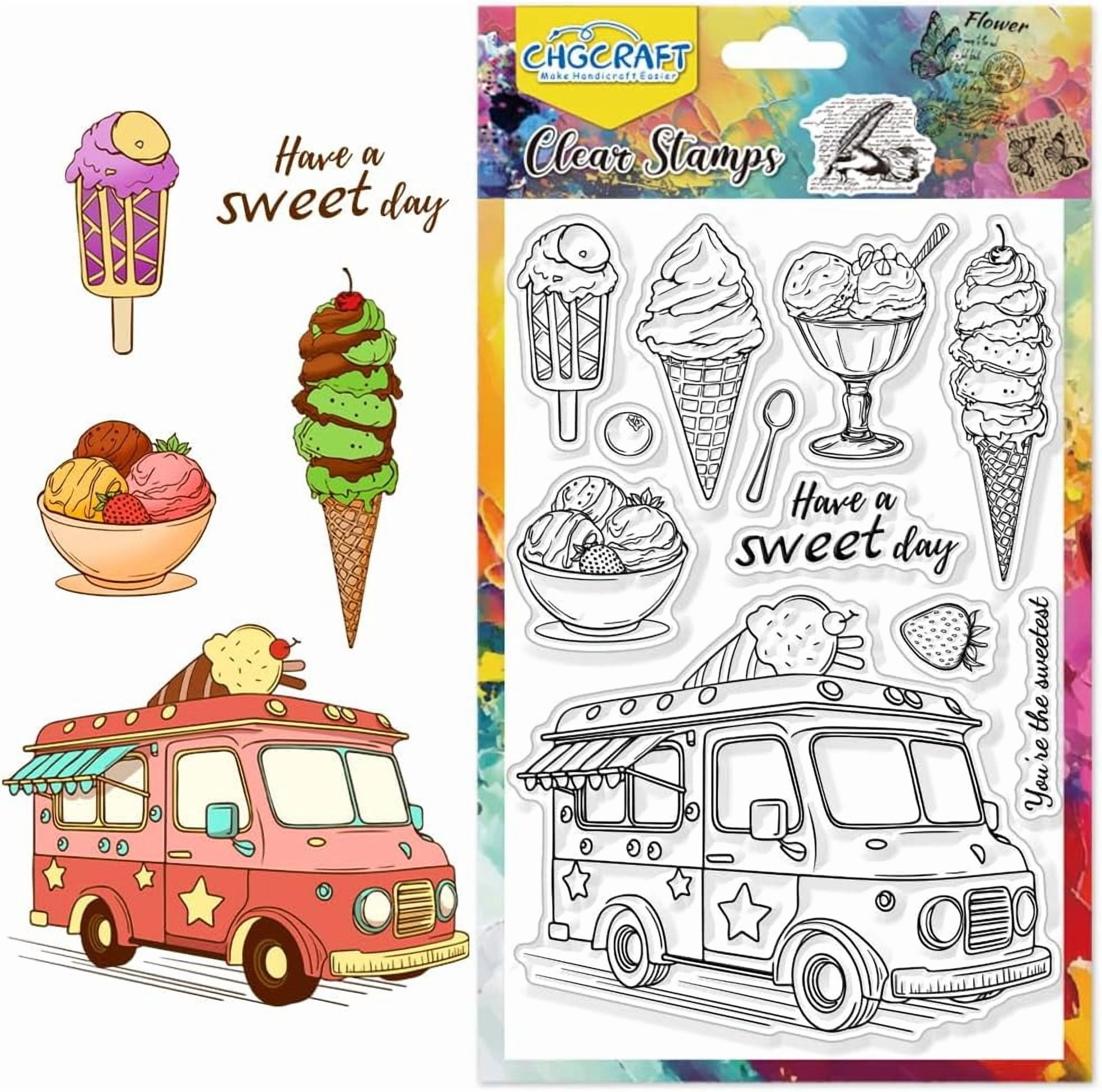 Ice Cream Cart Clear Stamps Ice Cream Cone Dessert Transparent ...