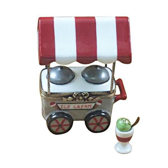 Ice Cream Cart Limoges Box w/ Removable Cup Spoon Gift Limoges Box Porcelain Figurine