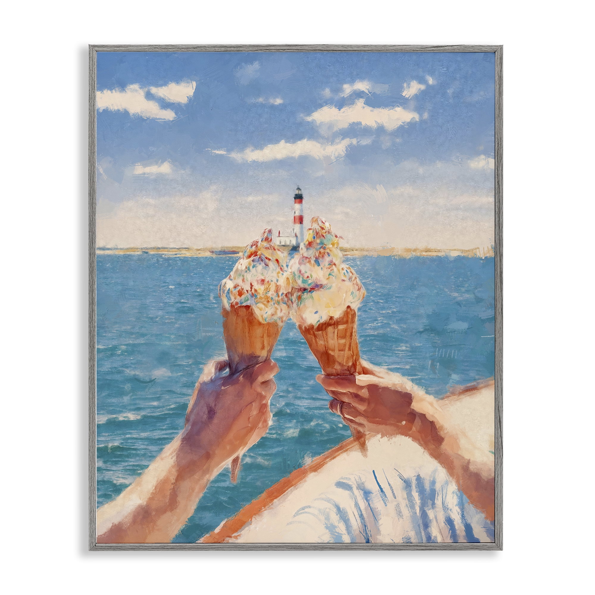 Ice Cream Cheers on Boat Gray Framed Giclee Art, design by Ziwei Li