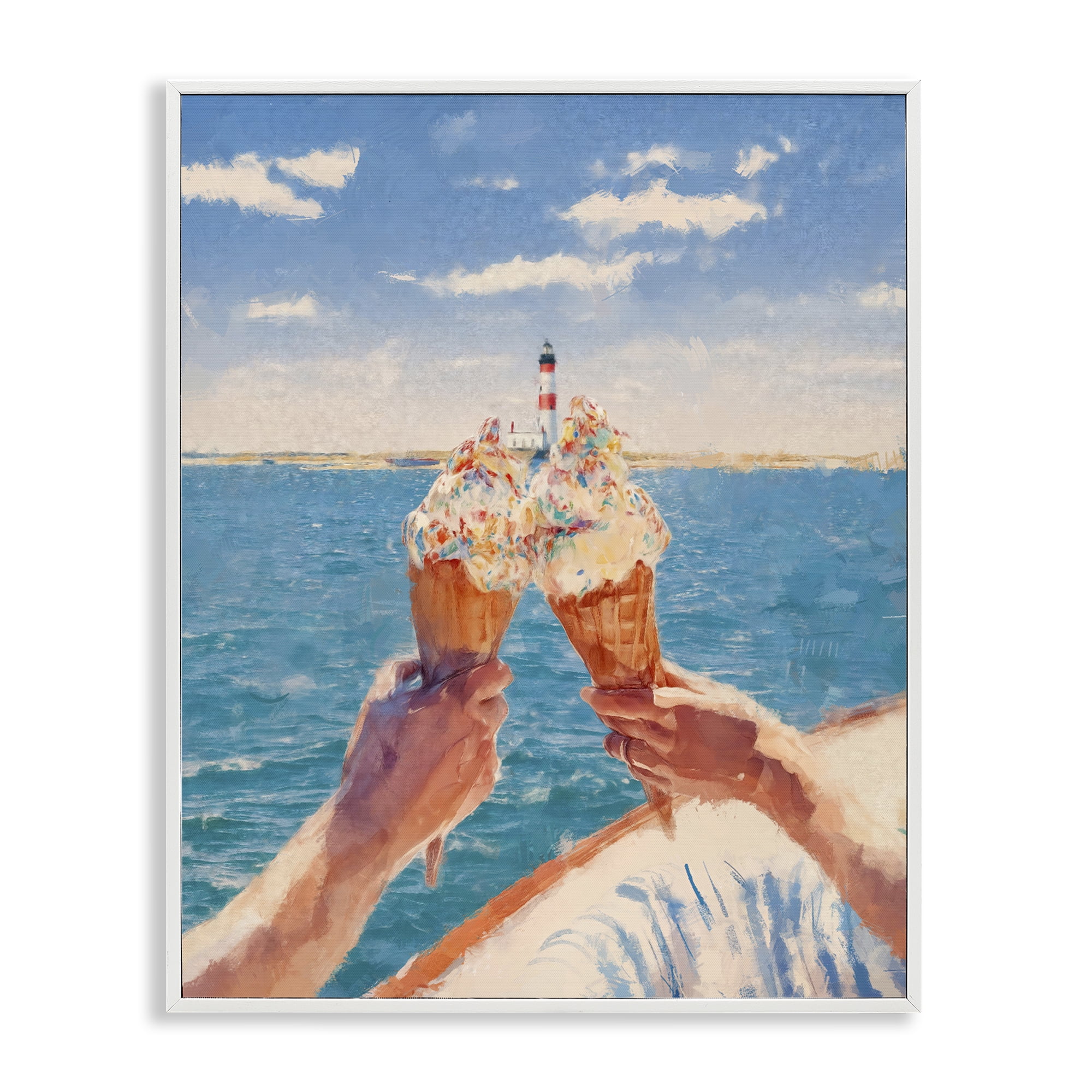 Ice Cream Cheers on Boat White Framed Giclee Art, design by Ziwei Li