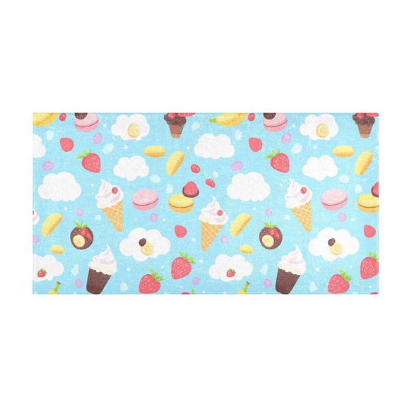 Ice Cream Clouds Pattern Bath Mat 39x20 Inch Soft Absorbent Non-Slip Plush Bathroom Rug for Floor