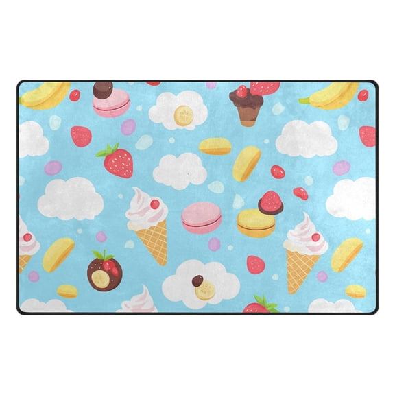 Ice Cream Clouds Pattern Memory Foam Area Rug 31"x20" Non Slip, Absorbent, Fade Proof for Living Room, Bedroom, Office