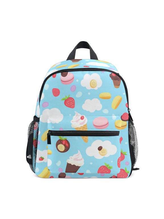 Ice Cream Clouds Pattern Mini Backpack Cute Small Backpack with Chest Strap and Whistle Ages 3-8