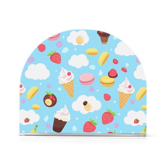 Ice Cream Clouds Pattern Napkin Holder Acrylic Napkin Dispenser Clear Modern Tabletop for Kitchen Counter