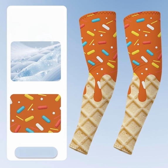 Ice Cream Compression Arm Sleeves for Youth & Adult Cooling Sun Protection Arm Sleeves for Baseball volleyball