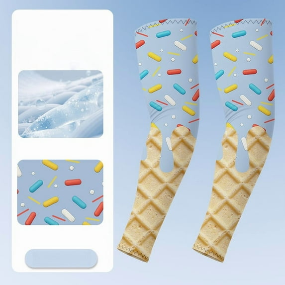 Ice Cream Compression Arm Sleeves for Youth & Adult Cooling Sun Protection Arm Sleeves for Baseball volleyball