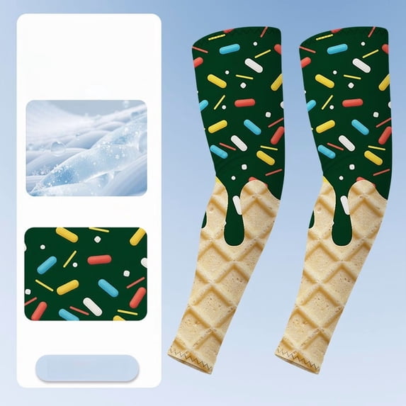 Ice Cream Compression Arm Sleeves for Youth & Adult Cooling Sun Protection Arm Sleeves for Baseball volleyball