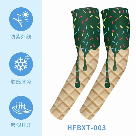 Ice Cream Compression Arm Sleeves for Youth & Adult Cooling Sun Protection Arm Sleeves for Baseball volleyball