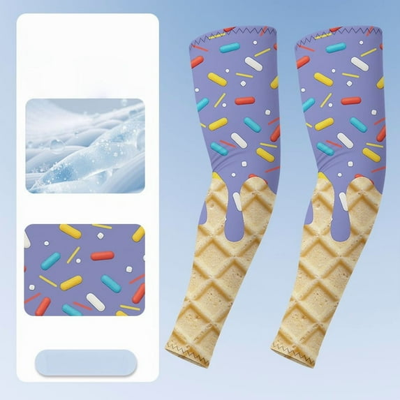 Ice Cream Compression Arm Sleeves for Youth & Adult Cooling Sun Protection Arm Sleeves for Baseball volleyball