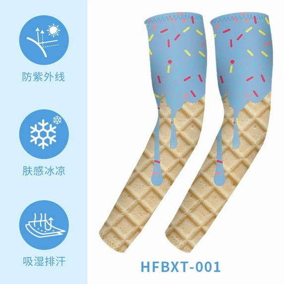 Ice Cream Compression Arm Sleeves for Youth & Adult Cooling Sun Protection Arm Sleeves for Baseball volleyball