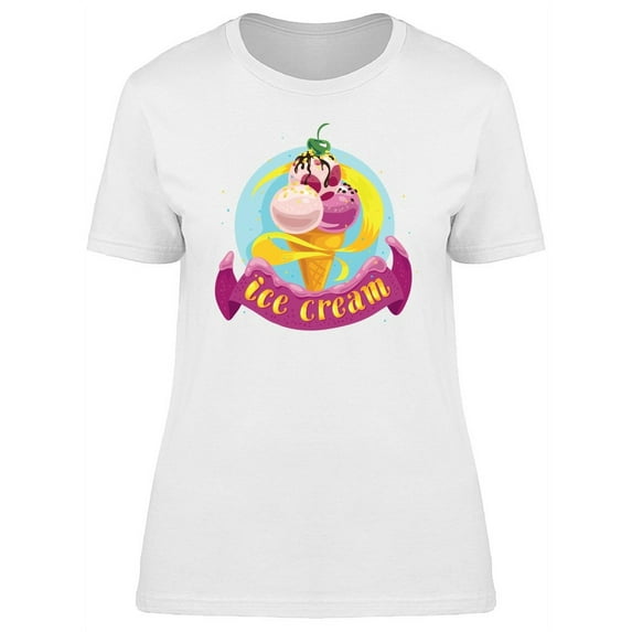 Ice Cream Cone And Purple Ribbon T-Shirt Women -Image by Shutterstock, Female Large