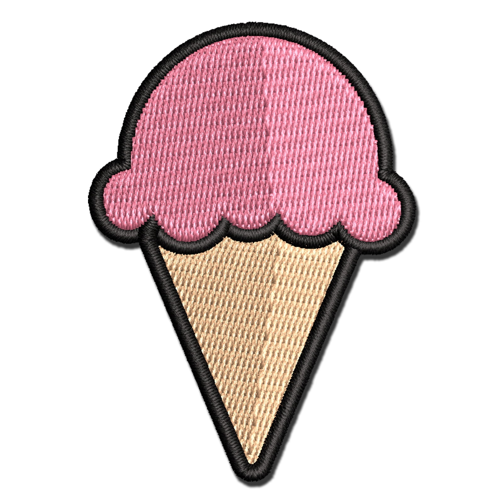 Ice Cream Cone Applique Multi-Color Embroidered Iron-On Patch - 3.5 Inch Large