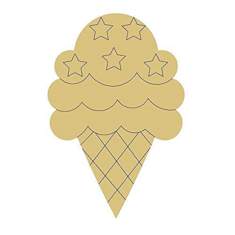 Ice Cream Cone Unfinished Wood Cutout - 24" Door Hanger Or Craft Blank, MDF, Smooth Surface, Ready To Paint