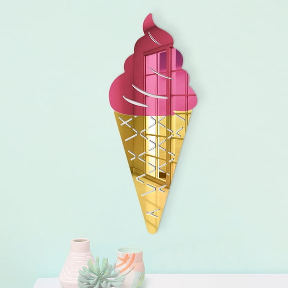 Ice Cream Cone Mirror| Wall Decor | Ice Cream Wall Art | Acrylic Wall Mirror | Dorm Décor | Dorm Mirror | Made In The USA | 4 Artworks