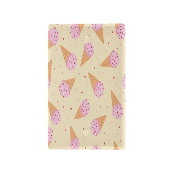 Ice Cream Cone Pattern Decorative Wall Plate, Flame Retardant PC Plastic Light Switch & Outlet Cover with Mounting Screws Fits Blank Unused Outlet