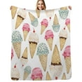 thumbnail image 1 of Ice Cream Cone Pattern Flannel Blanket Warm Soft Bedding Throws Winter Camping Chair Sofa Bed, 1 of 6