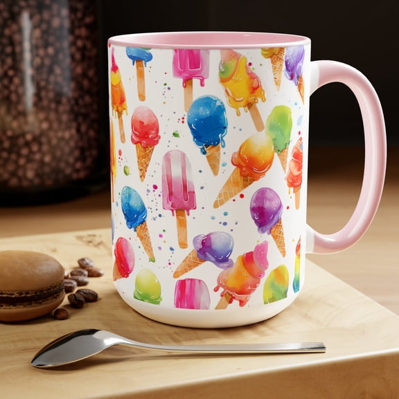 Ice Cream Cone & Popsicle Mug: Summer Vibes Ceramic Coffee Mug ()
