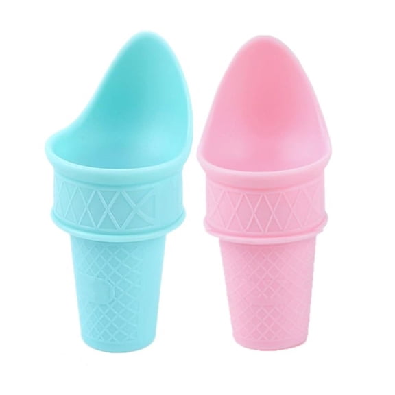 Ice Cream Cone Scoop - 2Pcs Ice Cream Cone Holder, Reusable Mini Ice Cream Cones, Ice Cream Cup Spoon For Party Gifts, small (pink+blue)