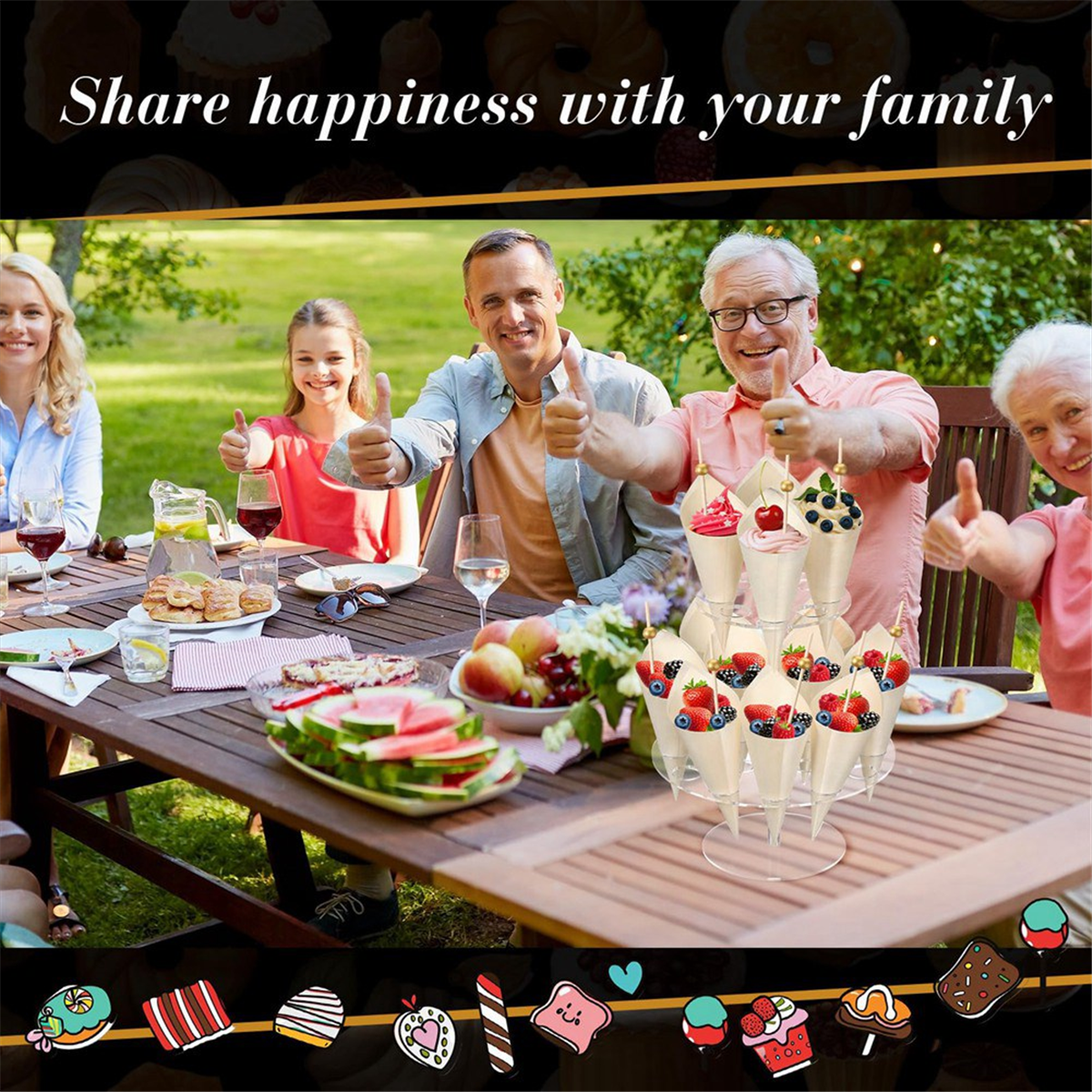 Ice Cream Cone Stand Transparent Acrylic Waffle Cone Display Stand