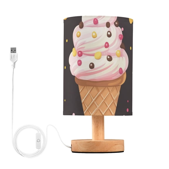 Ice Cream Cone and Candy Cute Table Lamp with USB Port LED Warm Light Lamp Night Light Home Decor