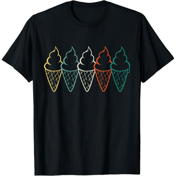 Ice Cream Cones Retro T-Shirt for Men Women Girls KidsPure cotton short-sleeved shirts for both men and women