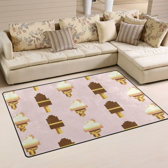 Ice Cream Cones Soft Polyester Area Rug 31''x20'', Non Slip, Memory Foam, Water Absorbent