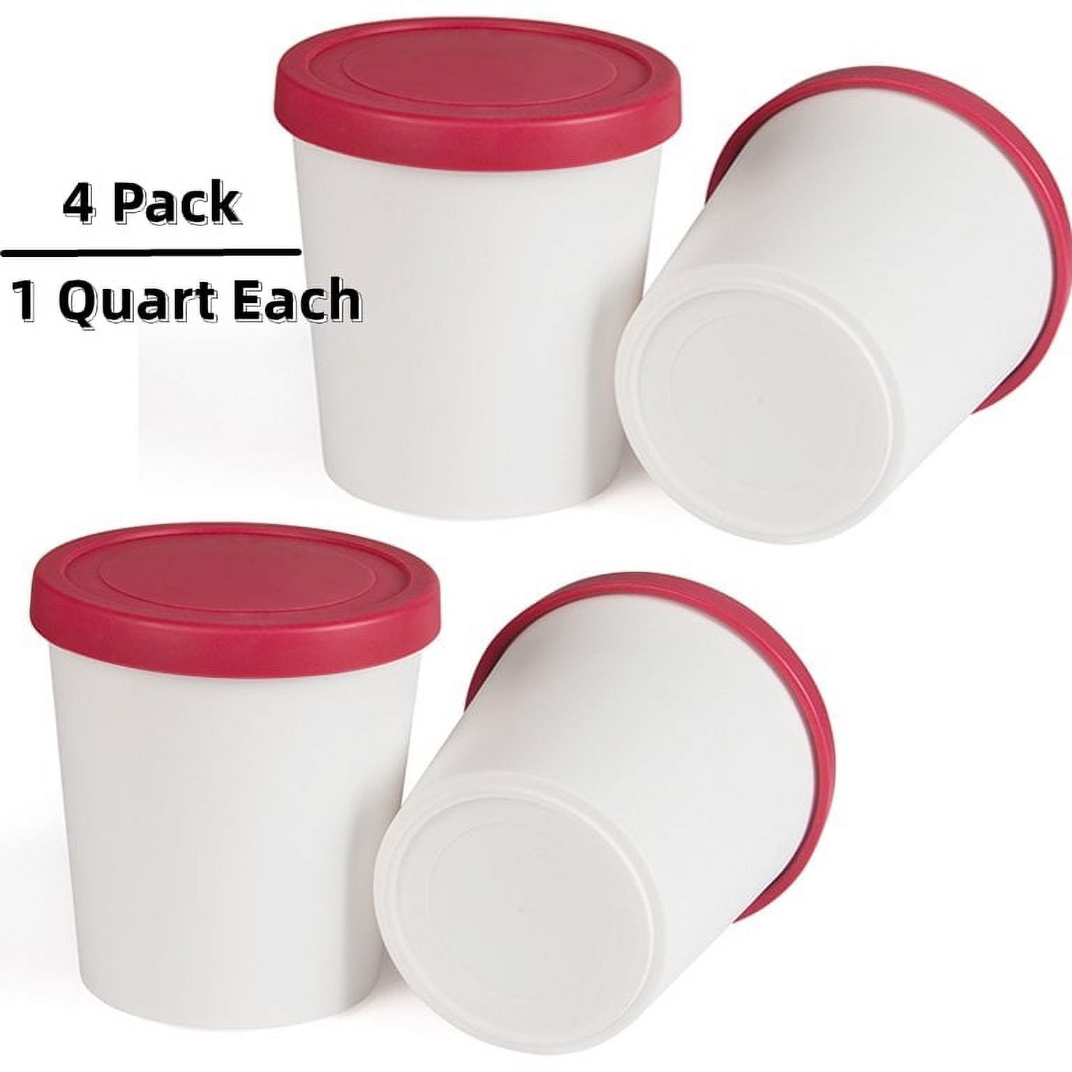 2Pack - 1 Quart Ice Cream Containers Yogurt Sorbet Freezer Storage Tubs  Reusable