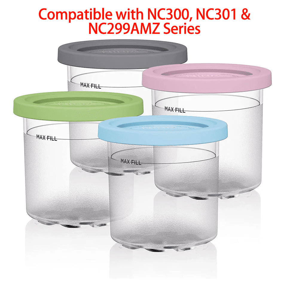  Ninja Creami Pints 2 Pack, Compatible with NC299AMZ & NC300s  Series Creami Ice Cream Makers, Genuine Ninja Pint, BPA-Free & Dishwasher  Safe, Grey Lids, 1 Pint Each, Clear/Grey, XSKPNTLID2​: Home 