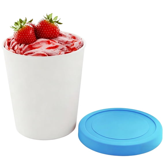 Ice Cream Containers Set, 1 Qt Reusable Freezer Storage Tubs with Lids for Frozen Yogurt, Desserts & Leftovers, Blue