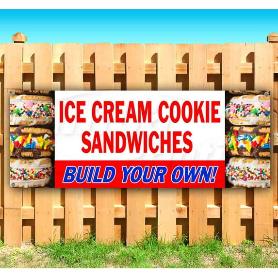 Ice Cream Cookie Sandwiches 13 oz Vinyl Banner With Metal Grommets