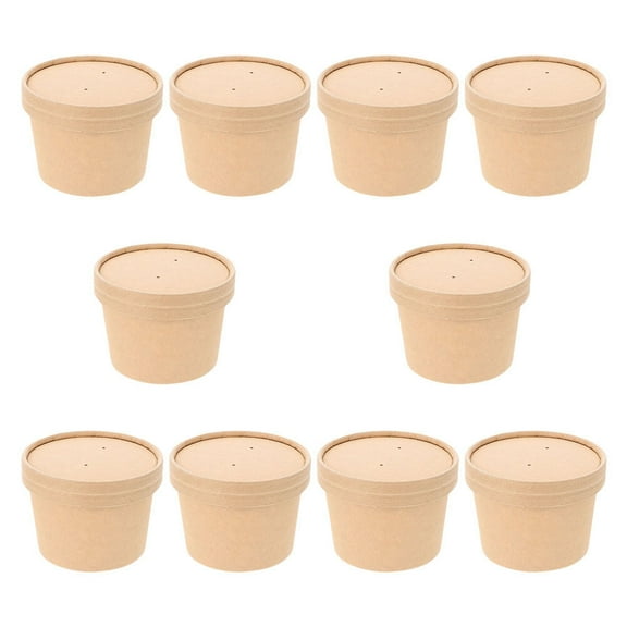 Ice Cream Cups 10 Sets with Lid Dessert Paper Bowl Bowls Cardboard Food Containers