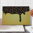 thumbnail image 1 of Ice Cream Cutting Board, Waffle Chocolate Flavor Dessert Delicious Yummy Backdrop Graphic, Decorative Tempered Glass Cutting and Serving Board, Large Size, Dark Brown Mustard, by Ambesonne, 1 of 5