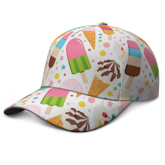 Ice Cream Dad Hat Snapback Hat for Women Men Shopping Beach Vacation
