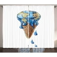 thumbnail image 1 of Ambesonne Ice Cream Curtains 2 Panel Set, Globe Planet Earth Flavor, 108" x 90", Pale Caramel Violet Blue, 1 of 2