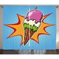 thumbnail image 1 of Ambesonne Ice Cream Curtains 2 Panel Set, Retro Cone Dots, 108" x 90", Multicolor, 1 of 2