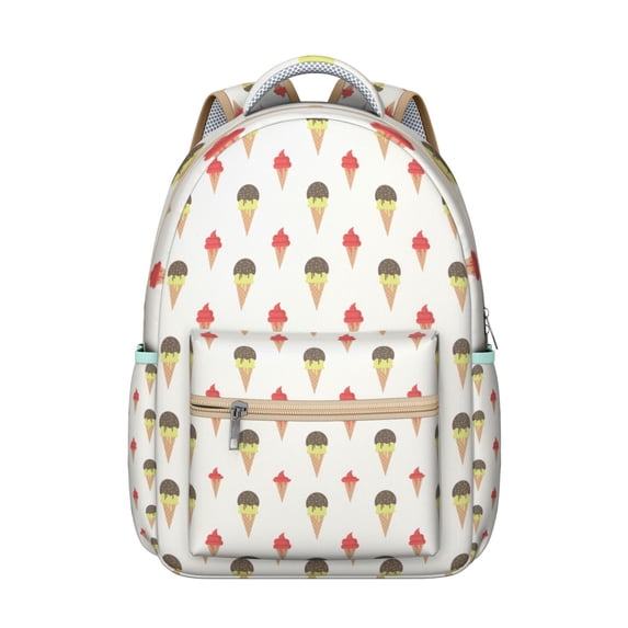 Ice Cream Design School Backpack - Soft Serve Print Bookbag, Roomy & Organized, Fits 15” Laptop, Great Gift for Students & Professionals