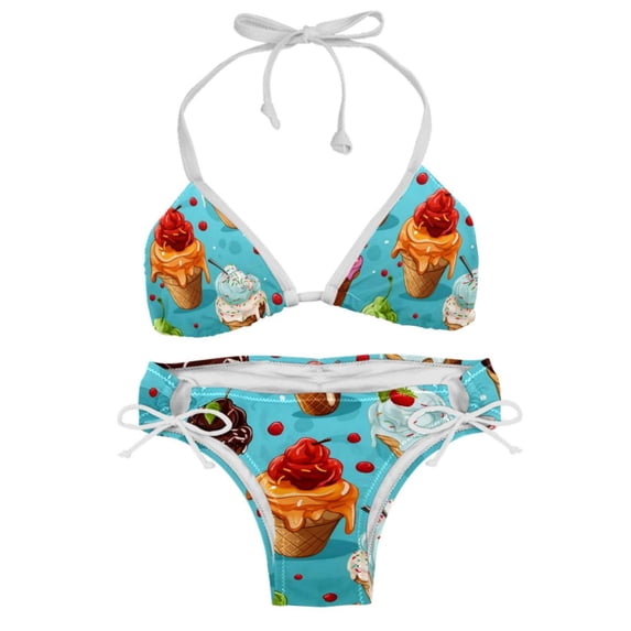 Ice Cream Detachable Sponge Adjustable Strap Bikini Set Two-Pack Swimsuits for All Occasions