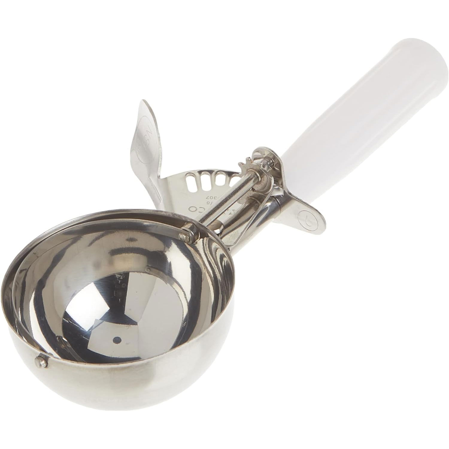 Ice Cream Disher, Size 6, Plastic Handle, White, Pack of 12