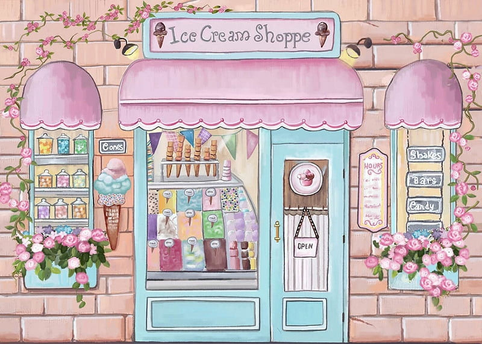 Ice Cream Donut Shop Candy Bar Photography Backdrops Baby Birthday Cake