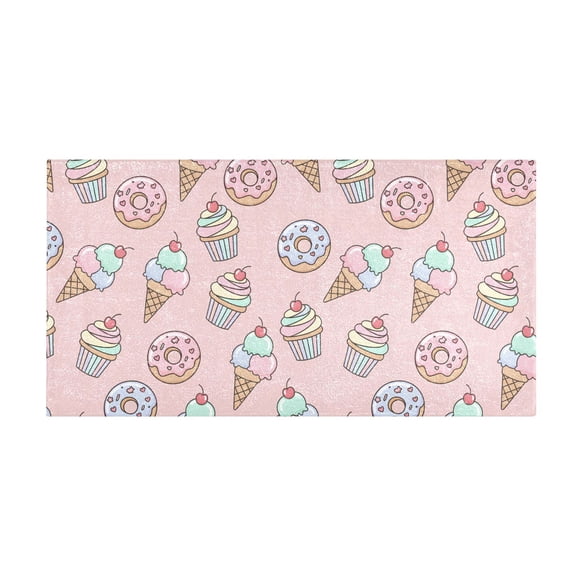 Ice Cream Donuts Pattern Bath Mat 39x20 Inch Soft Absorbent Non-Slip Plush Bathroom Rug for Floor