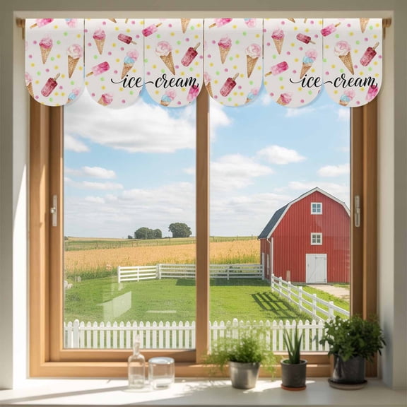 Ice Cream Door Banner Summer Desert Watercolor Popsicle Colorful Polka Dot Small Scalloped Hanging Banner for Door, Hanging Flag Backdrop Decoration for Wall Window Party 3pcs, 8 x 12 Inch