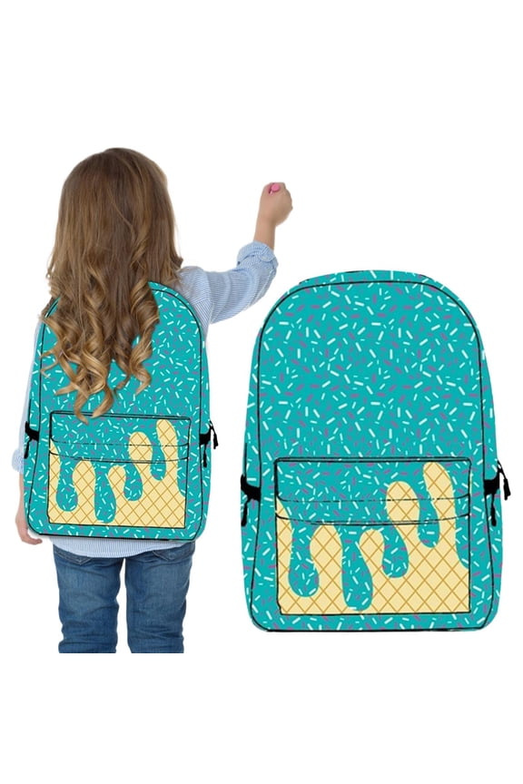 Ice Cream Drip Backpack Kawaii Shoulder Bagpacks with Side Casual Messenger Bag Pockets Large Capacity Daypack for Travel Hiking Camping Fashion Travel Daypacks (Green)