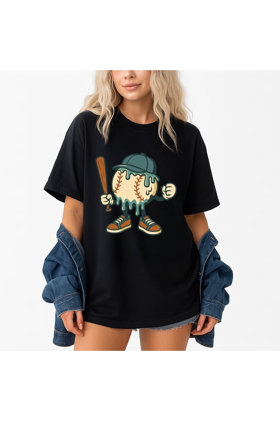 Ice Cream Drip Baseball Drip T-Shirt – Sports Theme – Boys' Casual Wear