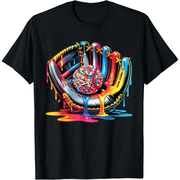 Ice Cream Drip Baseball Stuff Retro Sports Drip Boys Men Kids Adults Unisex T-Shirt, up to size 5XL