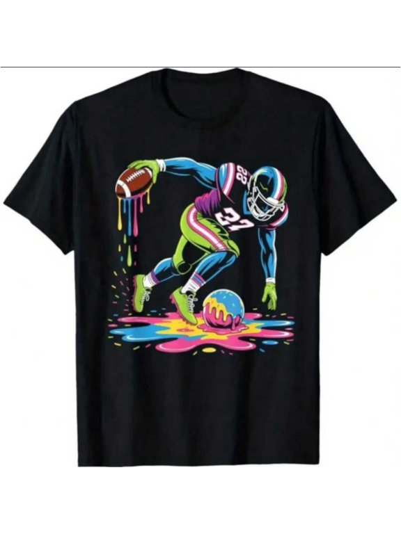 Ice Cream Drip Football Sprinkles Football Drip T-Shirt, T-Shirt for Kids Youth, 180gsm, 100% Cotton