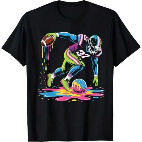 Ice Cream Drip Football Sprinkles Football Drip T-Shirt, T-Shirt for Kids Youth, 180gsm, 100% Cotton